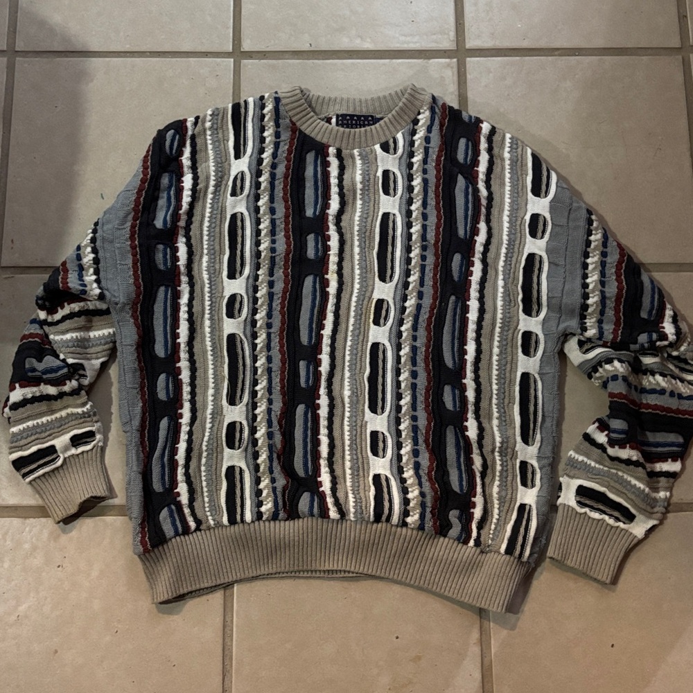 American Priority Sweater Men XL Multicolor Vintage Crew Neck Pullover Coogi esq